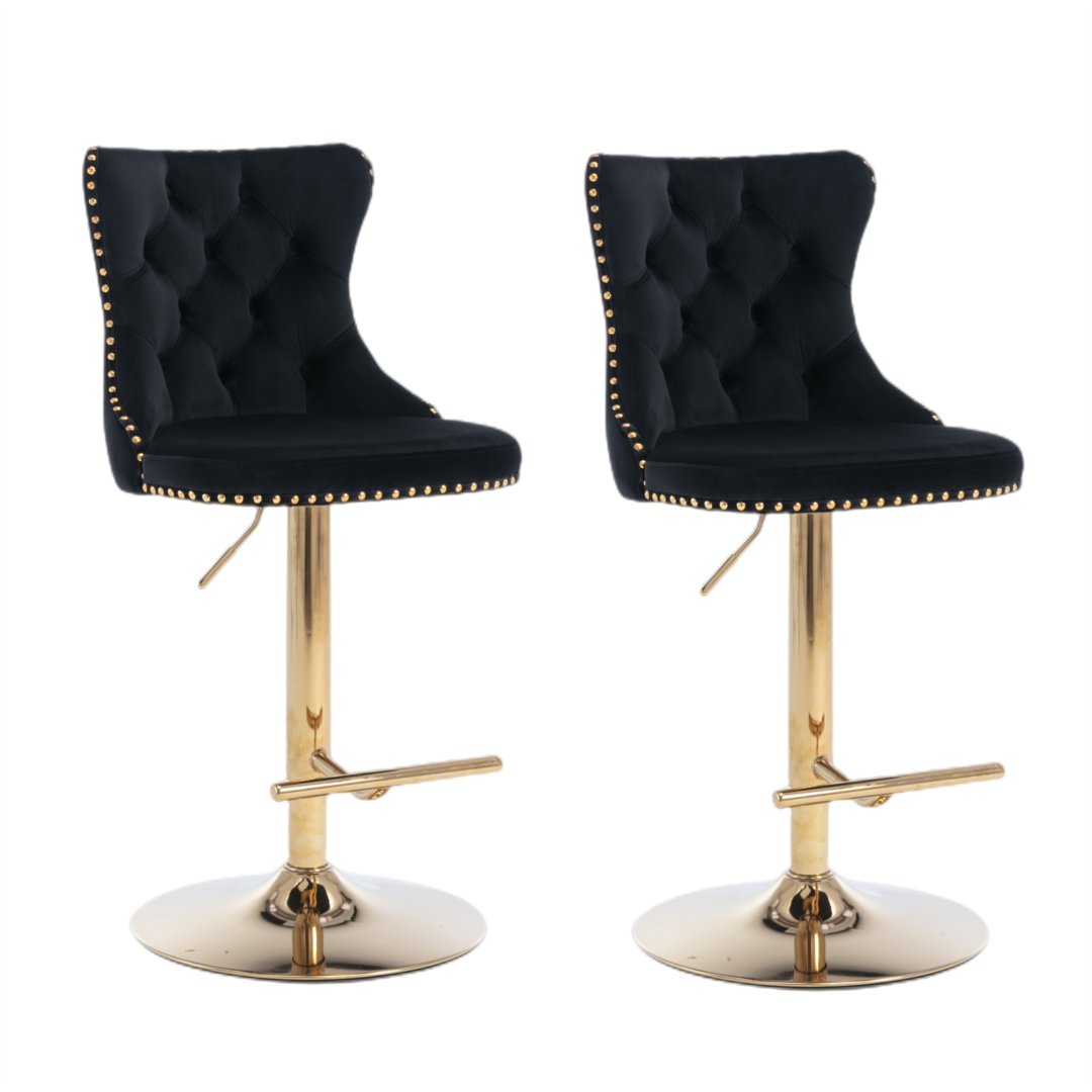 Height Adjustable Velvet Swivel Bar Stool