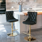 Height Adjustable Velvet Swivel Bar Stool