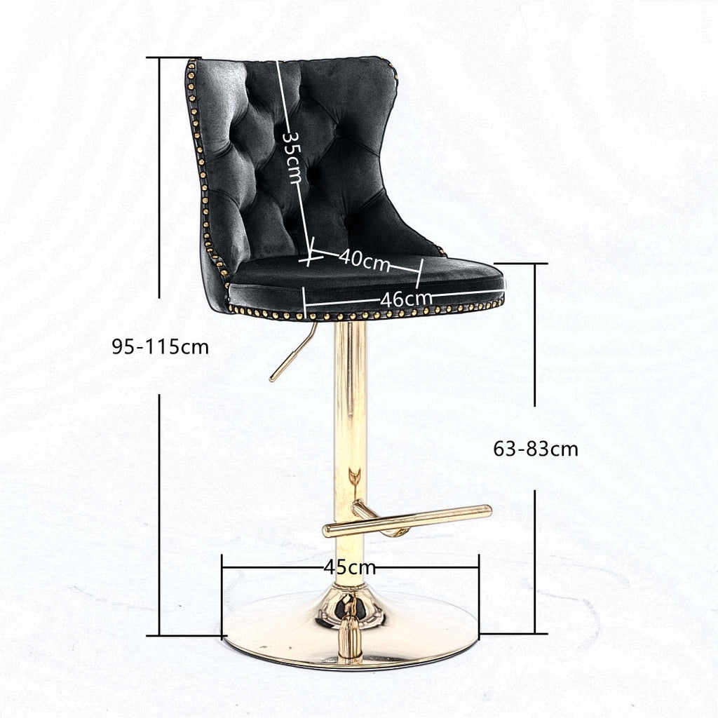 Height Adjustable Velvet Swivel Bar Stool