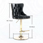 Height Adjustable Velvet Swivel Bar Stool