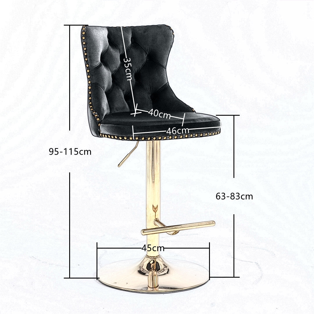 Height Adjustable Velvet Swivel Bar Stool