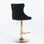 Height Adjustable Velvet Swivel Bar Stool