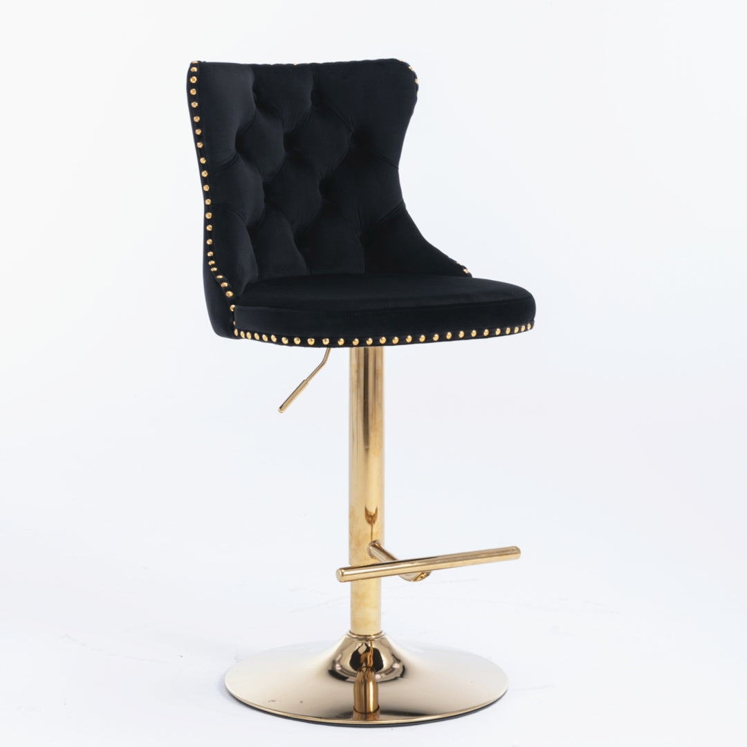 Height Adjustable Velvet Swivel Bar Stool