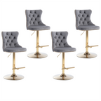 Height Adjustable Velvet Swivel Bar Stool