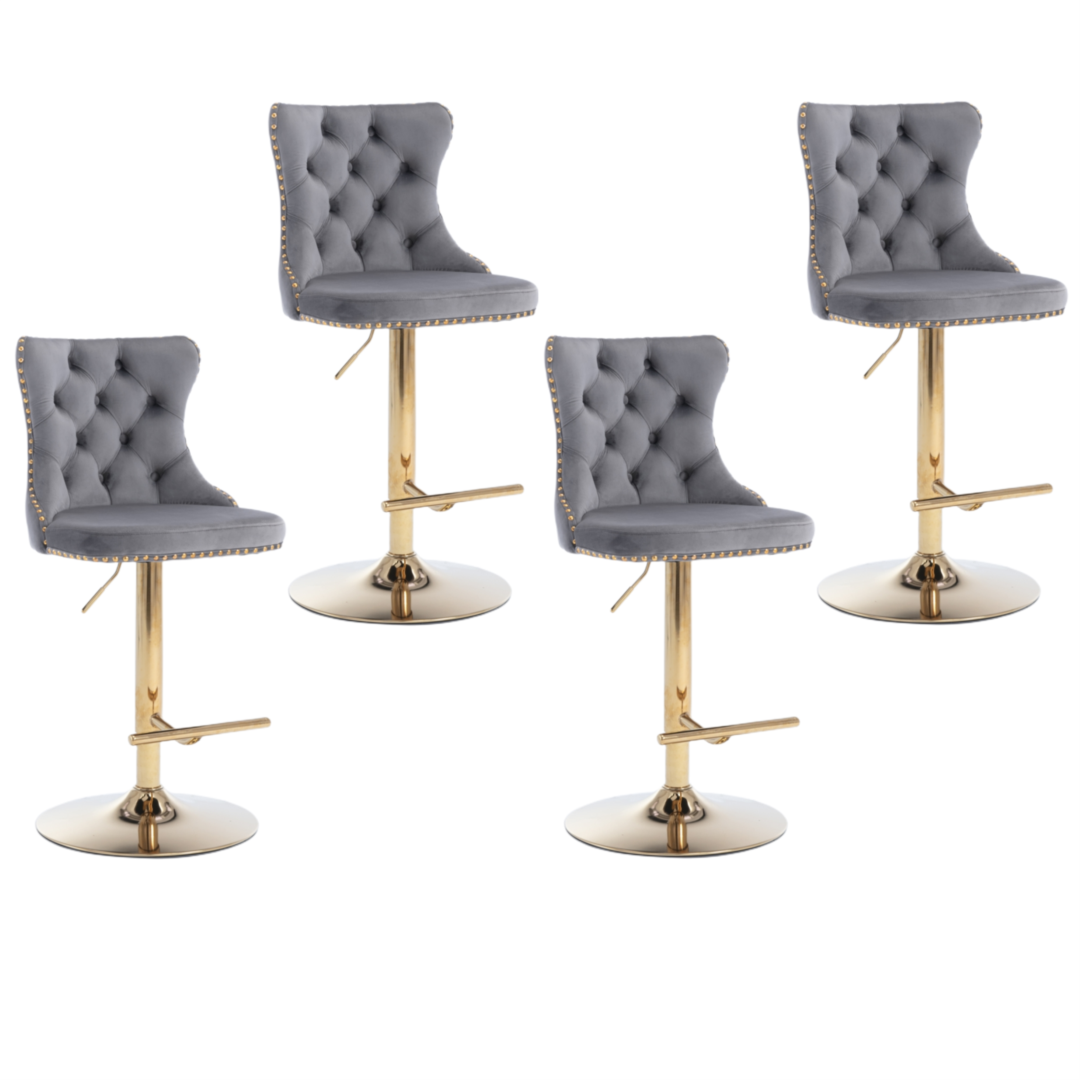 Height Adjustable Velvet Swivel Bar Stool