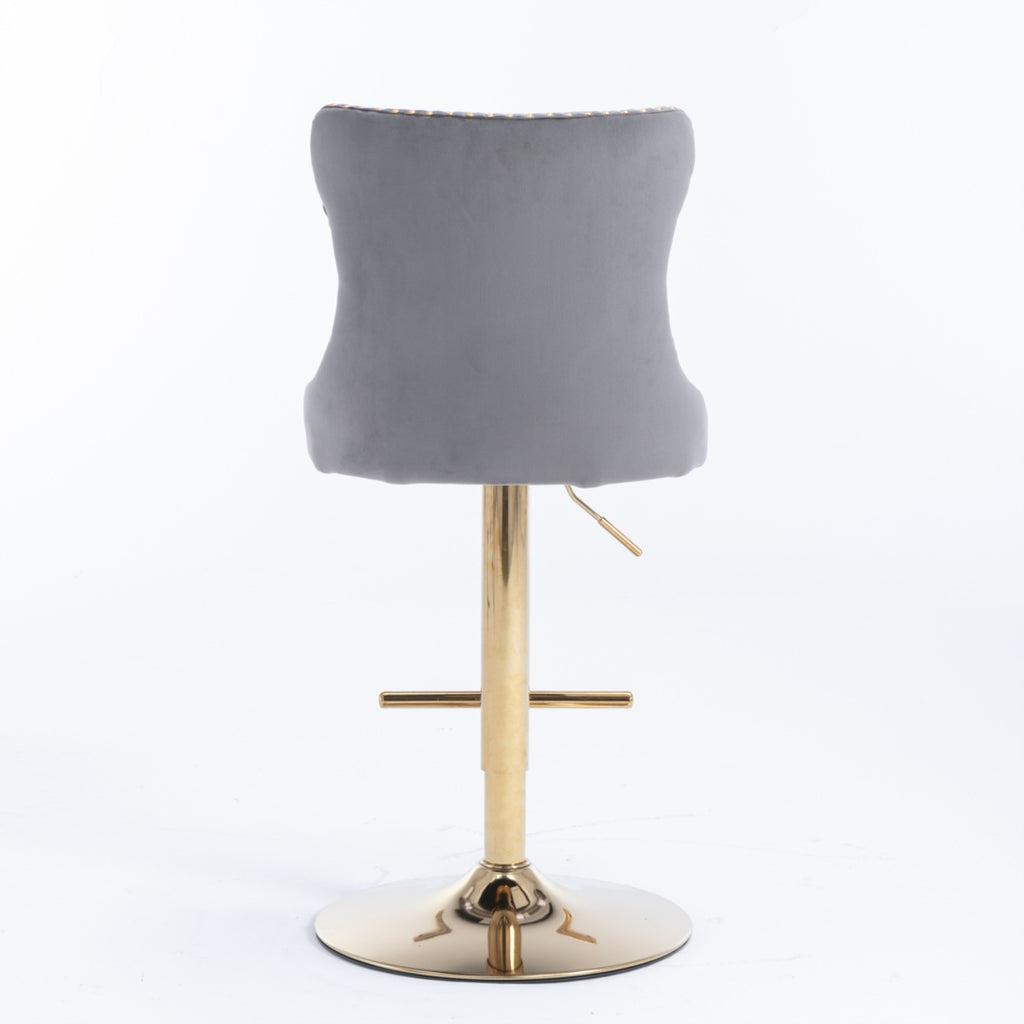 Height Adjustable Velvet Swivel Bar Stool
