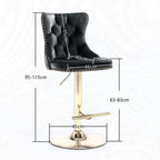 Height Adjustable Velvet Swivel Bar Stool