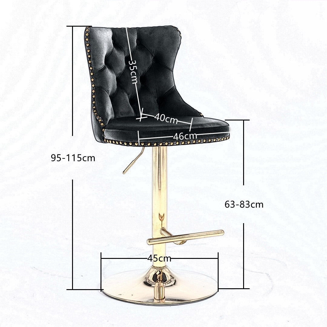 Height Adjustable Velvet Swivel Bar Stool