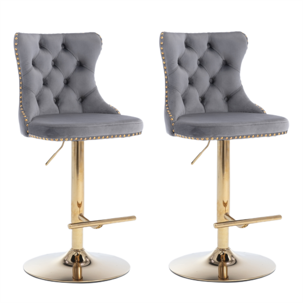 Height Adjustable Velvet Swivel Bar Stool