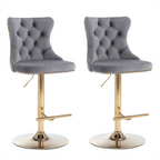 Height Adjustable Velvet Swivel Bar Stool