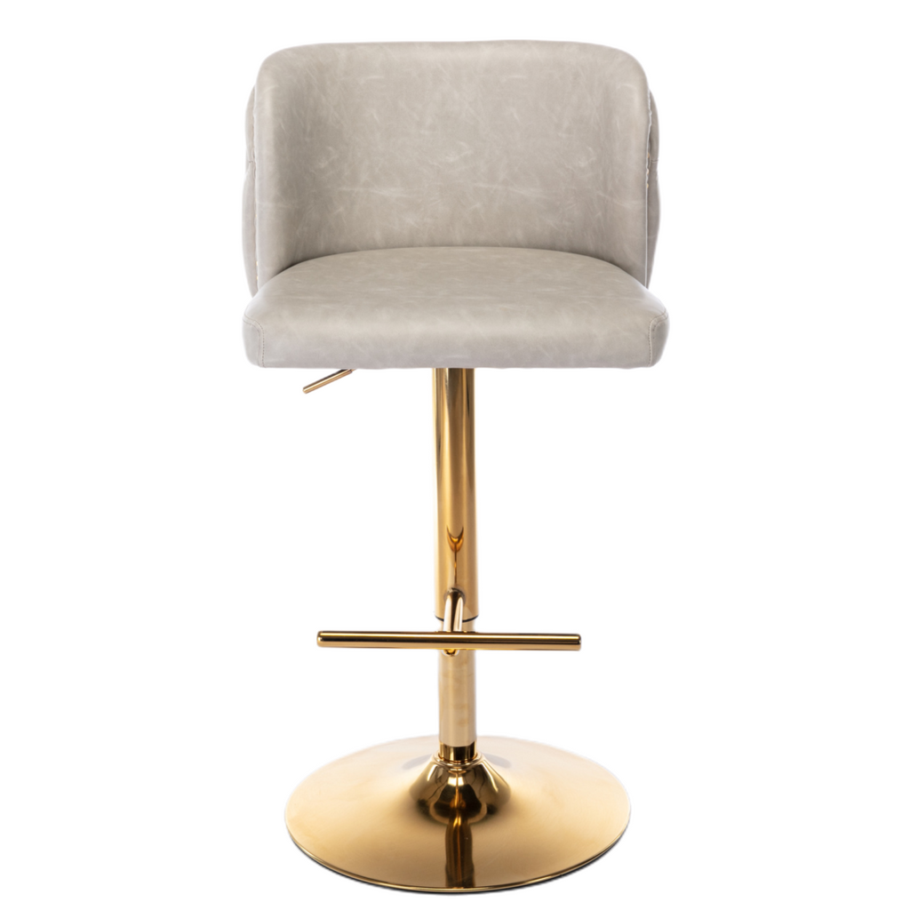 Elegant Faux Leather Golden Base Swivel Bar Stools