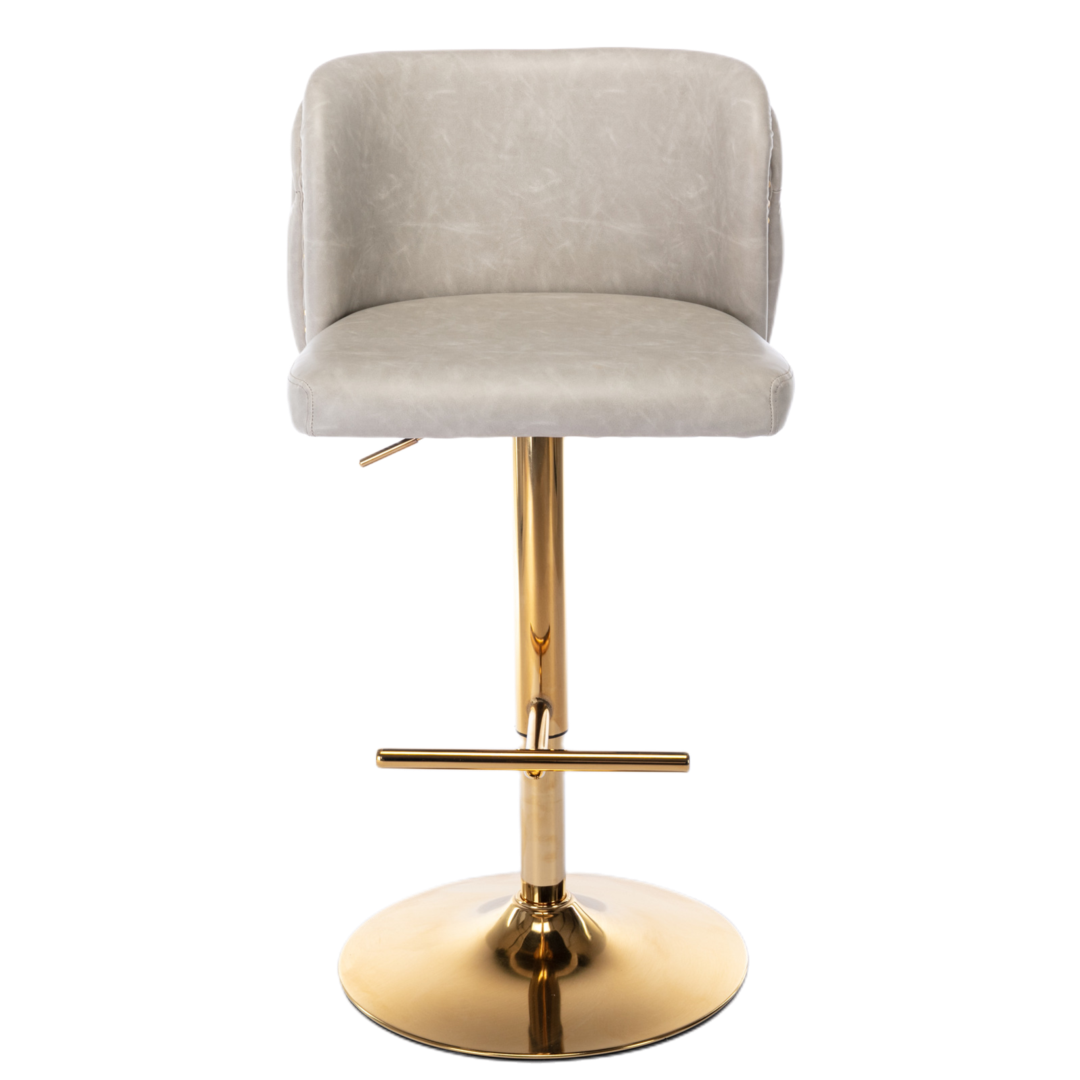 Elegant Faux Leather Golden Base Swivel Bar Stools