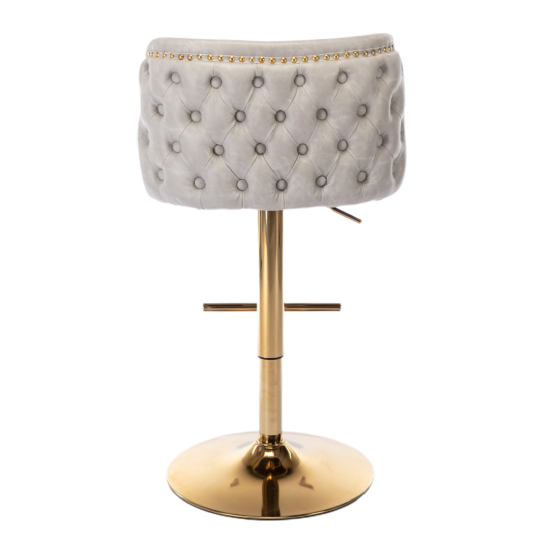 Elegant Faux Leather Golden Base Swivel Bar Stools