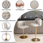 Elegant Faux Leather Golden Base Swivel Bar Stools