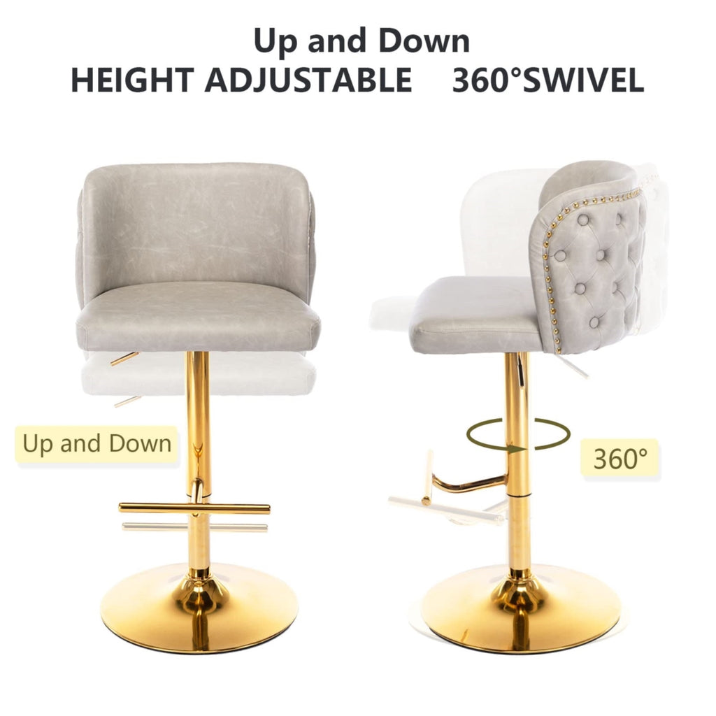 Elegant Faux Leather Golden Base Swivel Bar Stools
