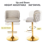 Elegant Faux Leather Golden Base Swivel Bar Stools