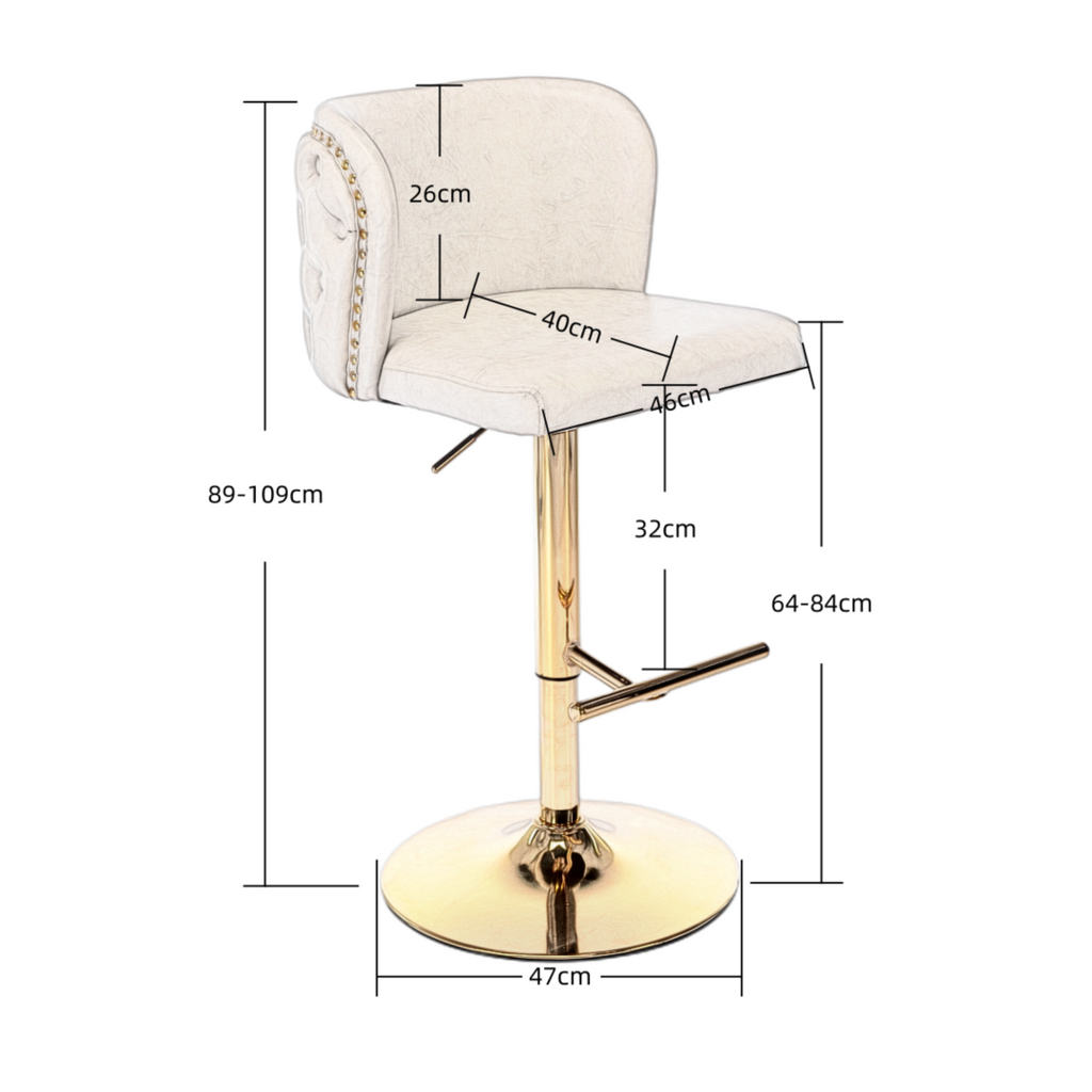 Elegant Faux Leather Golden Base Swivel Bar Stools