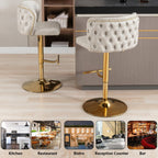 Elegant Faux Leather Golden Base Swivel Bar Stools
