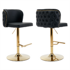 Elegant Faux Leather Golden Base Swivel Bar Stools