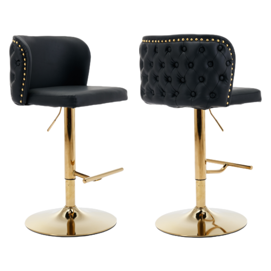 Elegant Faux Leather Golden Base Swivel Bar Stools