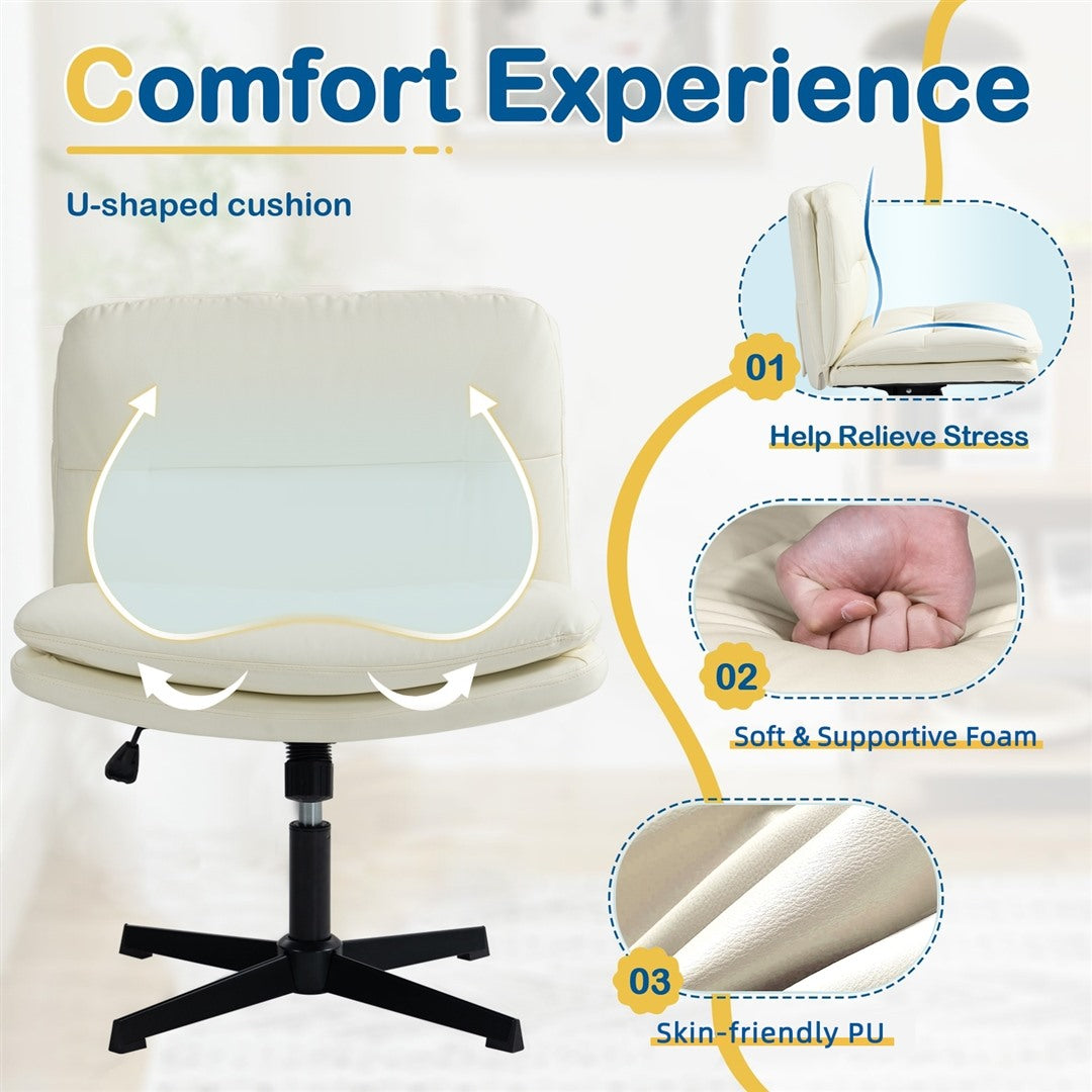 Beige Faux Leather Office Chair