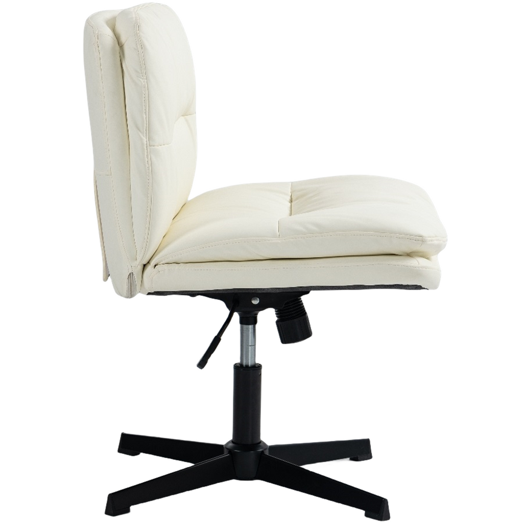 Beige Faux Leather Office Chair