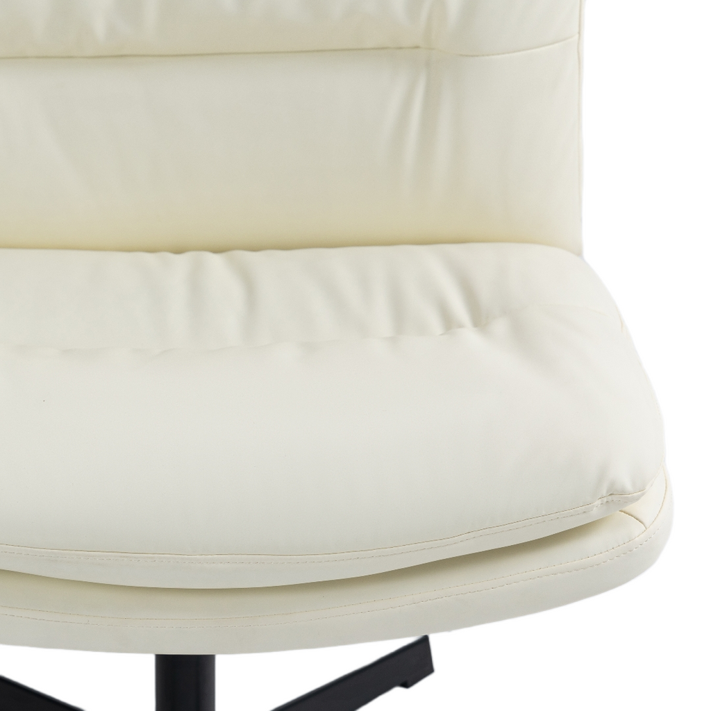 Beige Faux Leather Office Chair