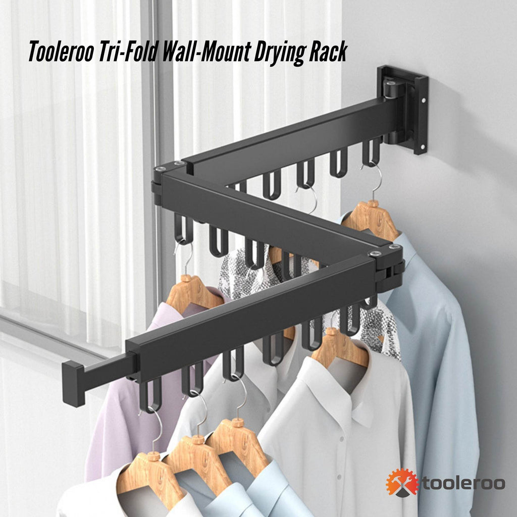 Tri-Fold Wall-Mount Clothes Drying Rack