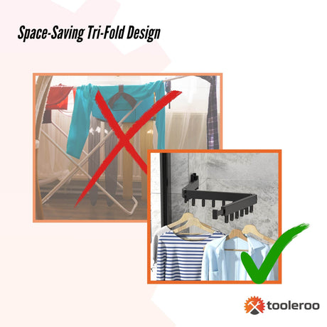 Tri-Fold Wall-Mount Clothes Drying Rack
