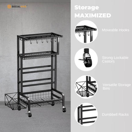 Social Hike Mobile Gym Equipment Storage Rack