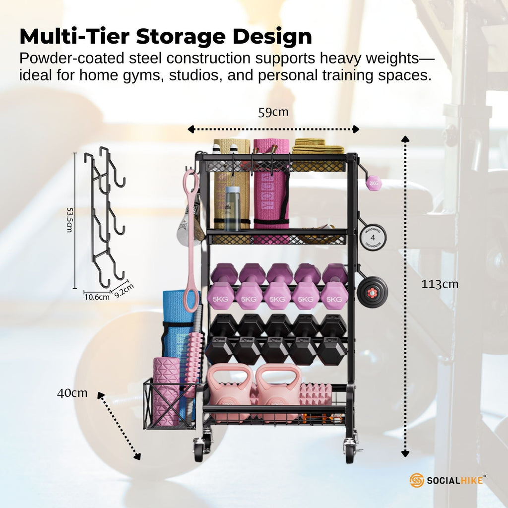 Social Hike Mobile Gym Equipment Storage Rack