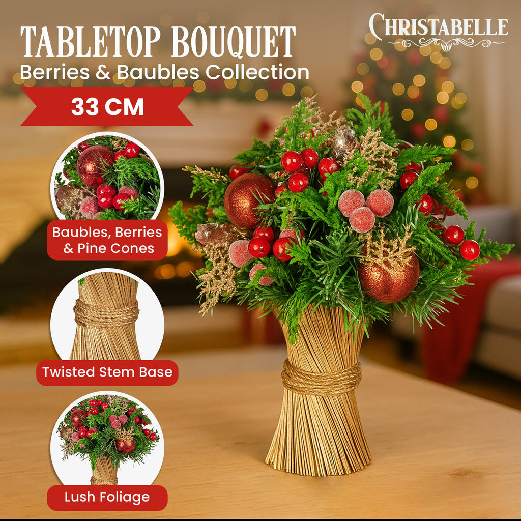 Elegant 33cm Pre-Decorated Christmas Bouquet