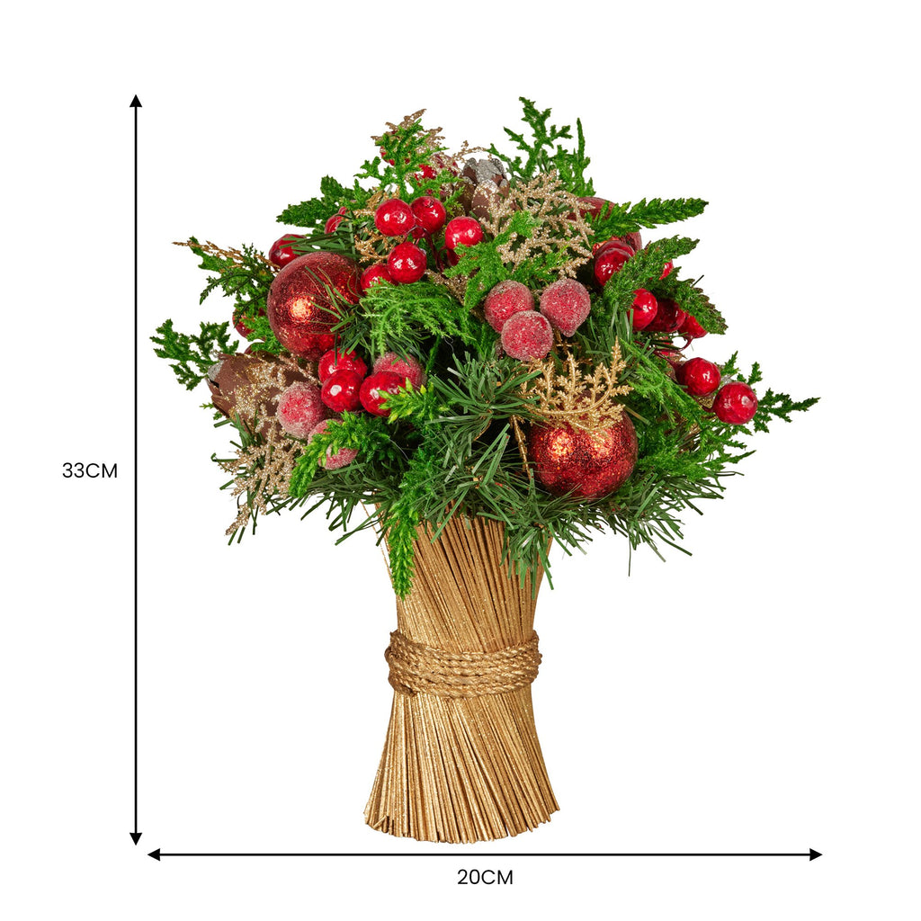 Elegant 33cm Pre-Decorated Christmas Bouquet