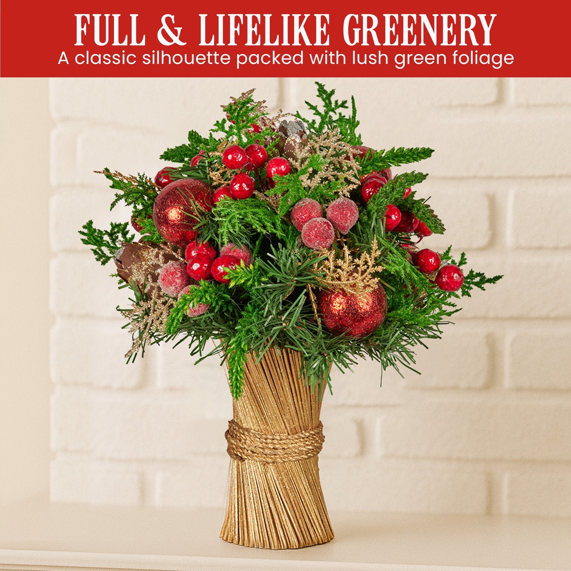Elegant 33cm Pre-Decorated Christmas Bouquet