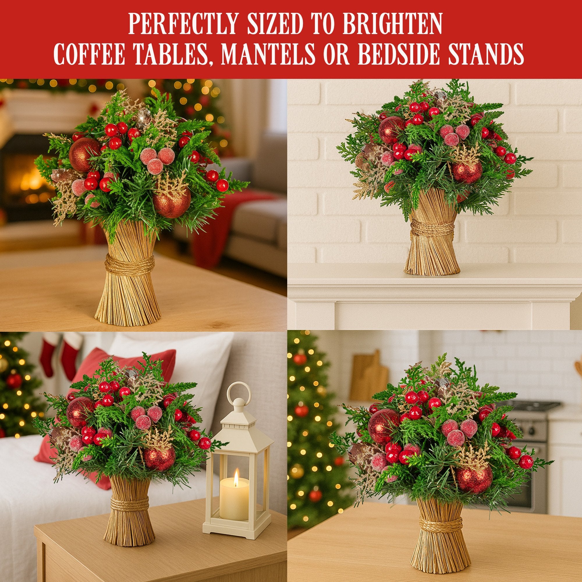 Elegant 33cm Pre-Decorated Christmas Bouquet
