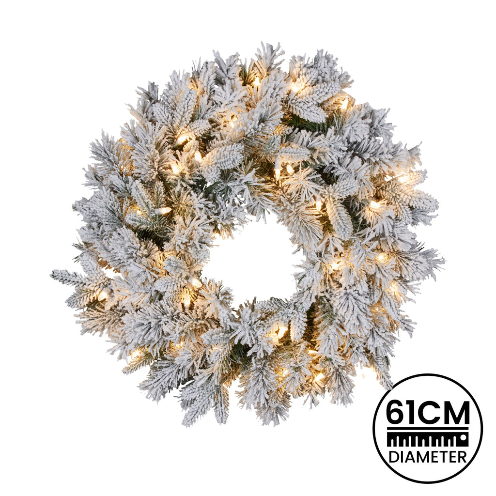 Snowy Atica Pre-Lit Christmas Wreath