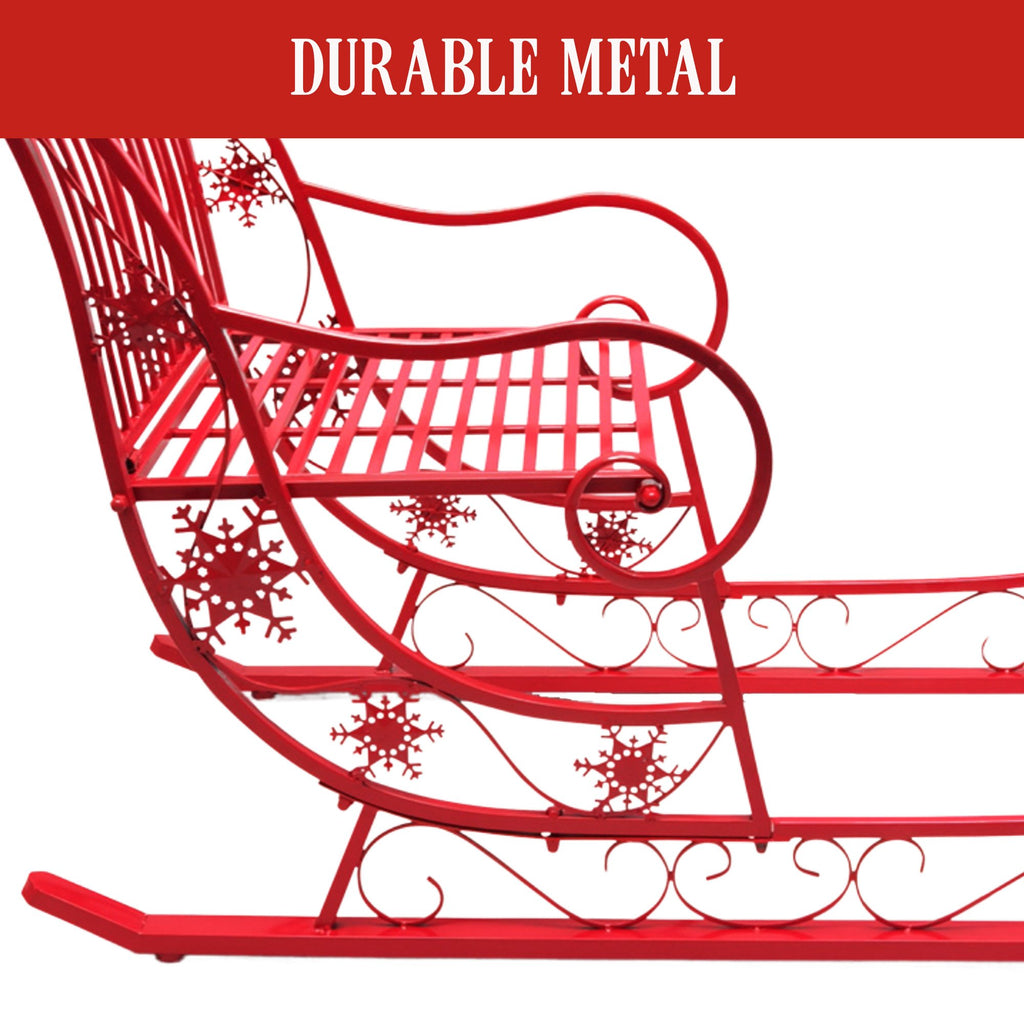 Christabelle Red Metal Christmas Sleigh 150cm