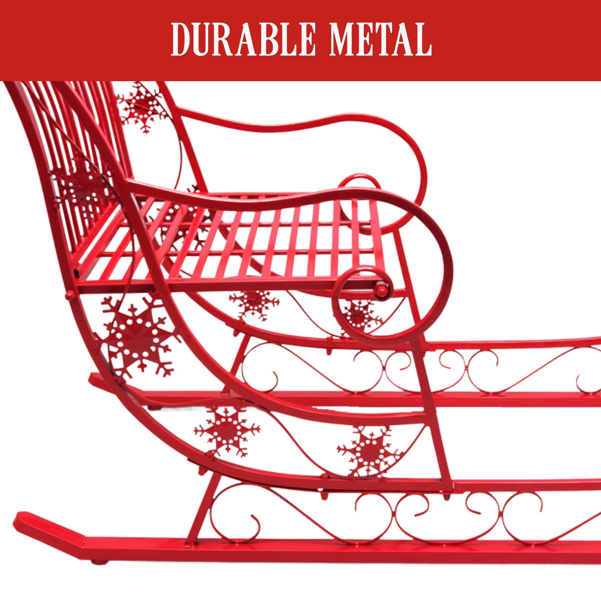 Christabelle Red Metal Christmas Sleigh 150cm