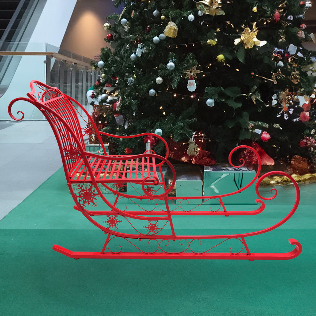 Christabelle Red Metal Christmas Sleigh 150cm