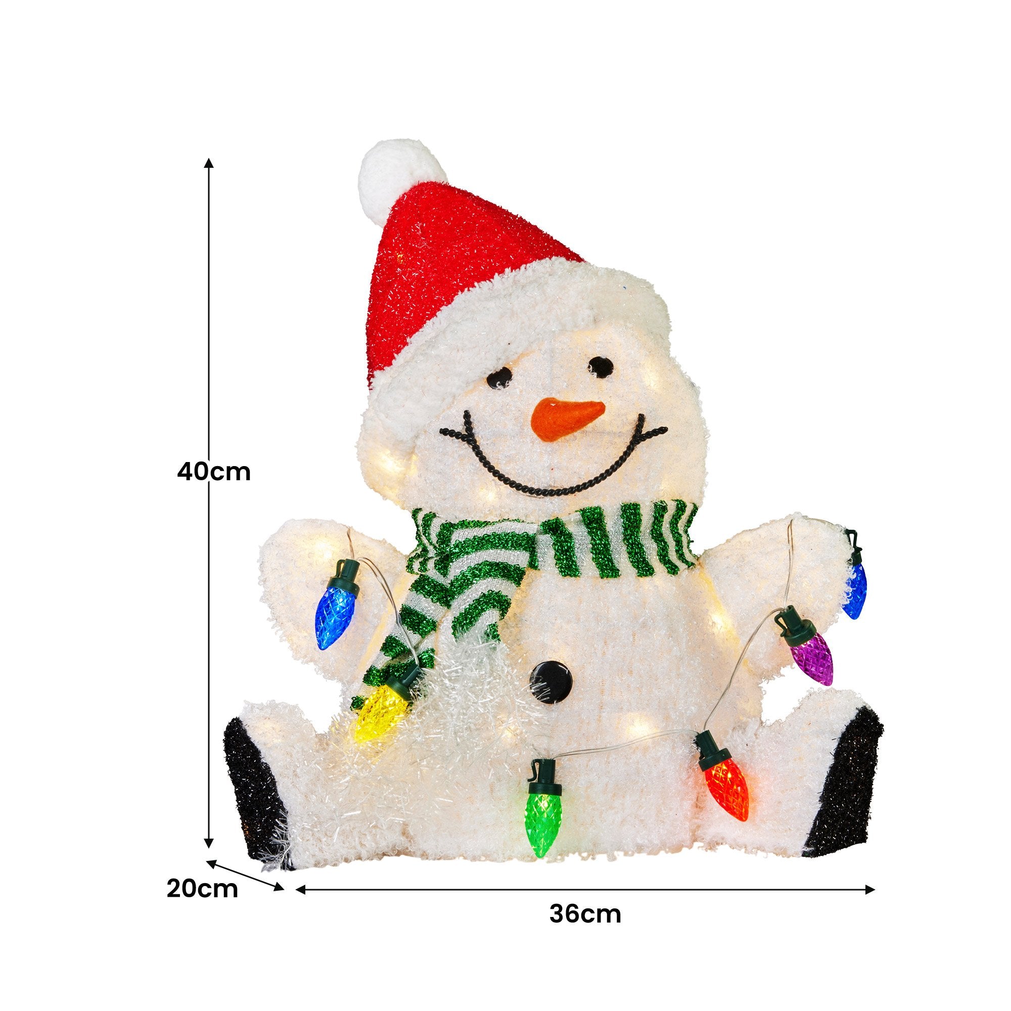 Charming 40cm Sitting Christmas Snowman Display