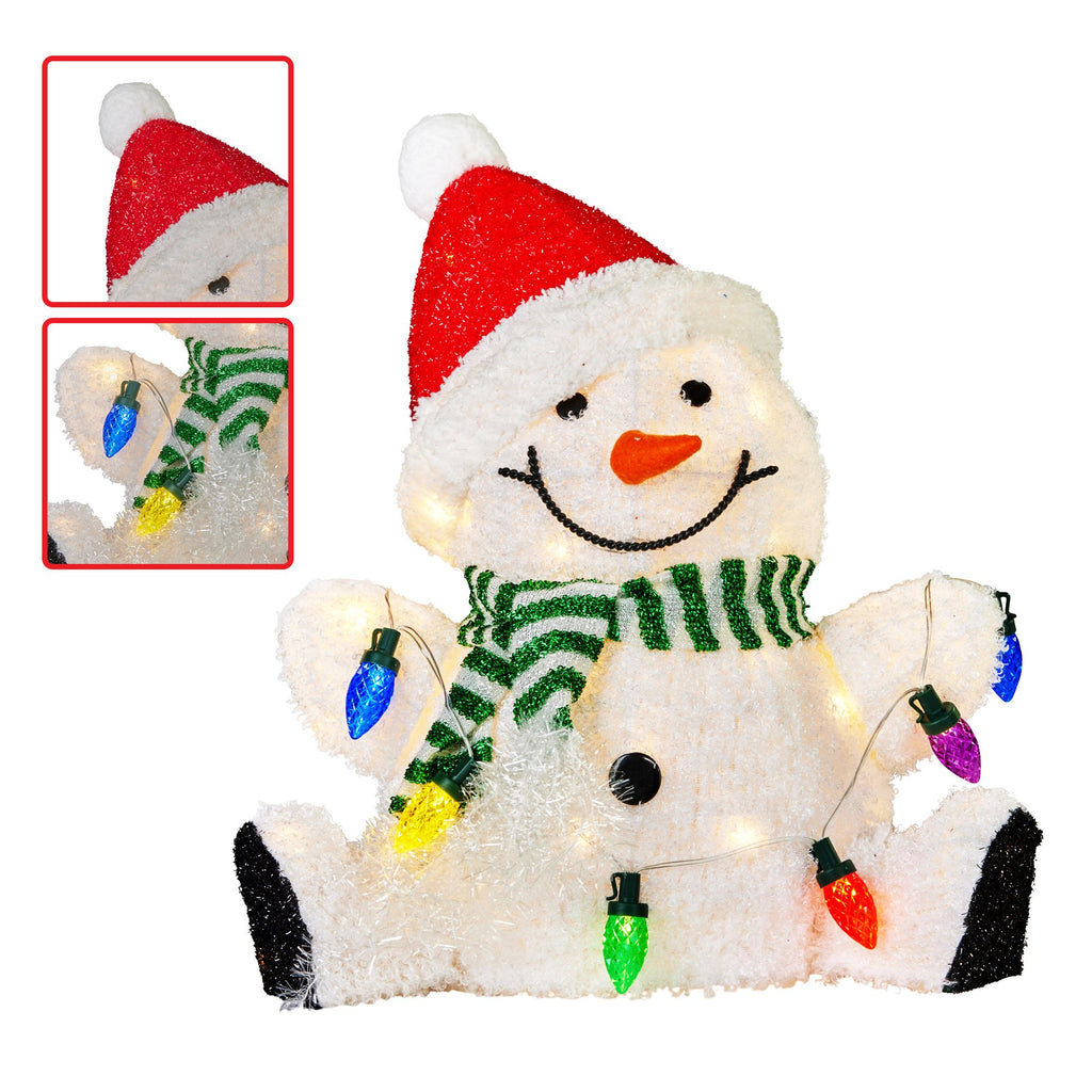 Charming 40cm Sitting Christmas Snowman Display