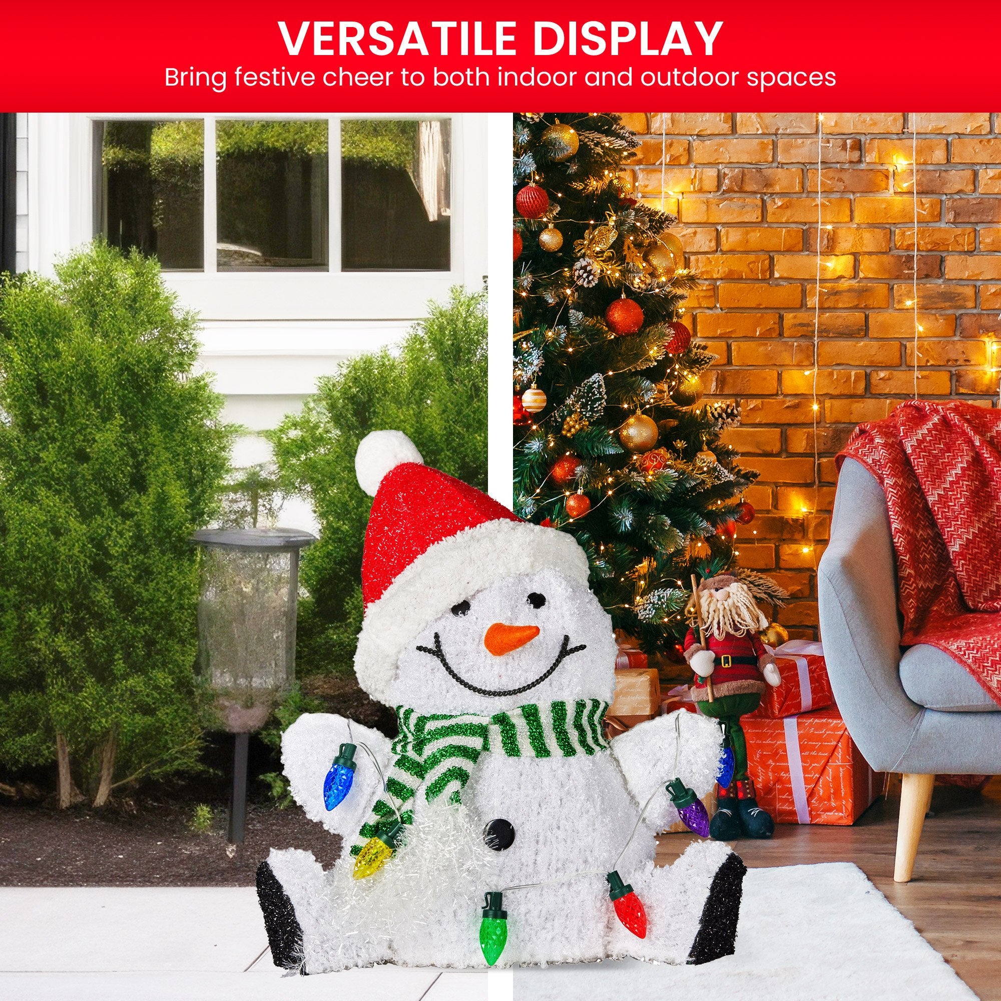 Charming 40cm Sitting Christmas Snowman Display