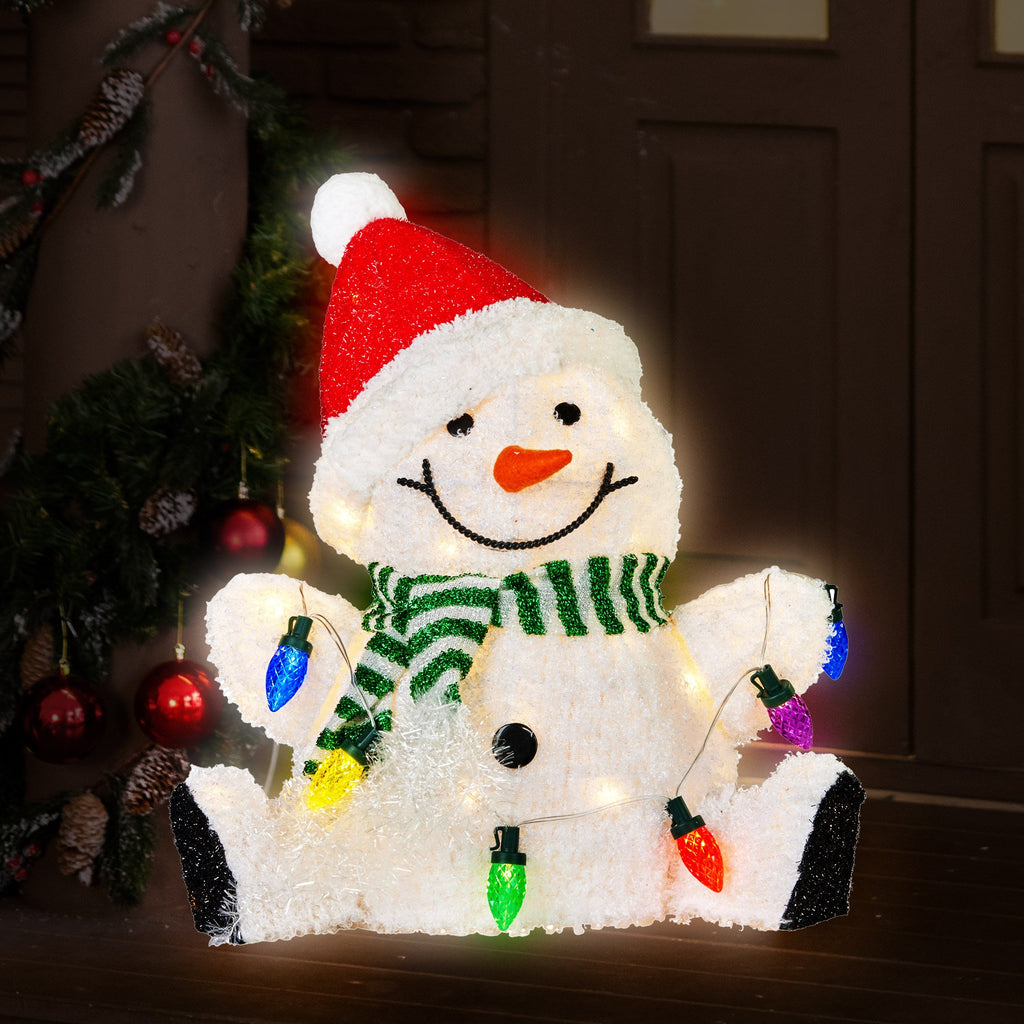 Charming 40cm Sitting Christmas Snowman Display