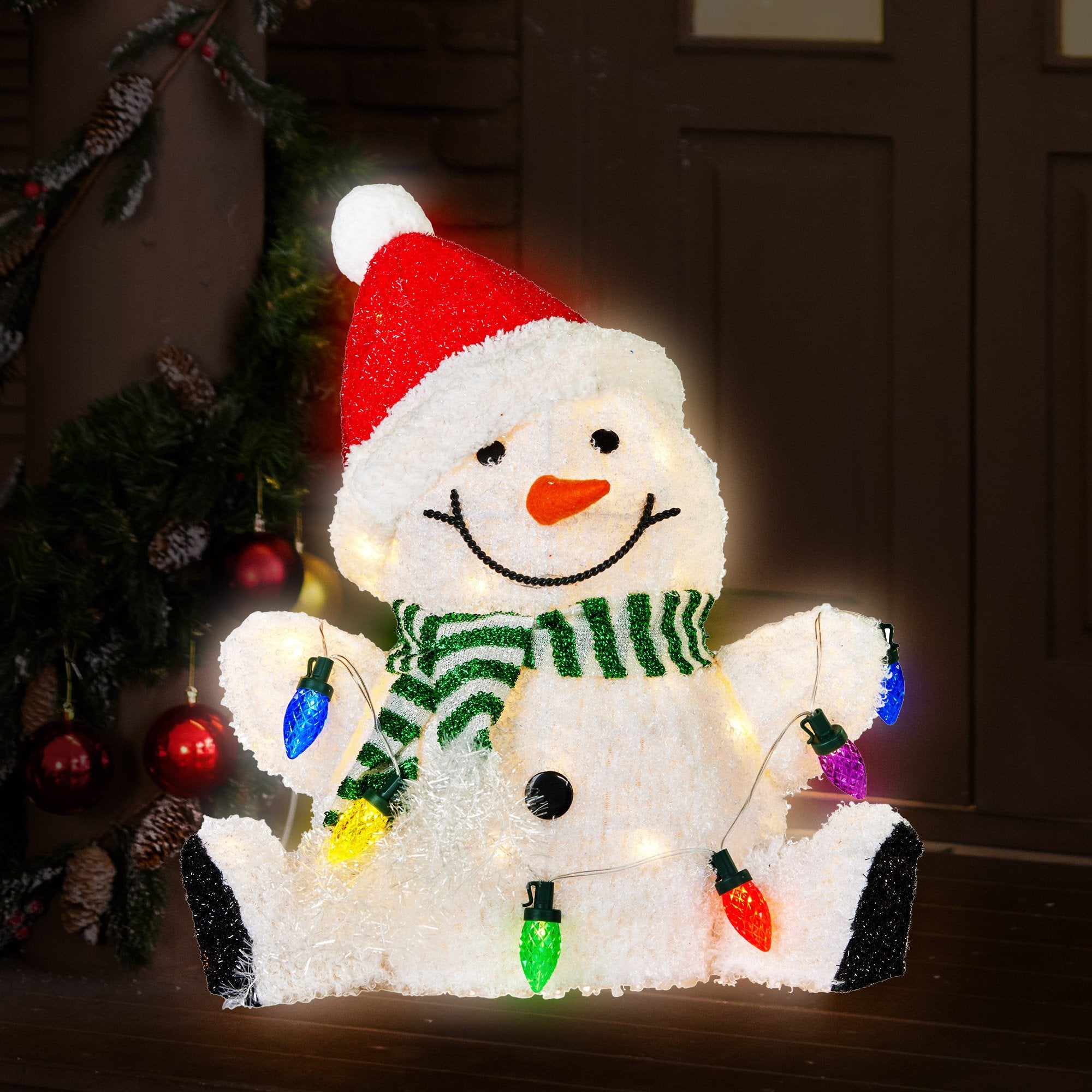 Charming 40cm Sitting Christmas Snowman Display