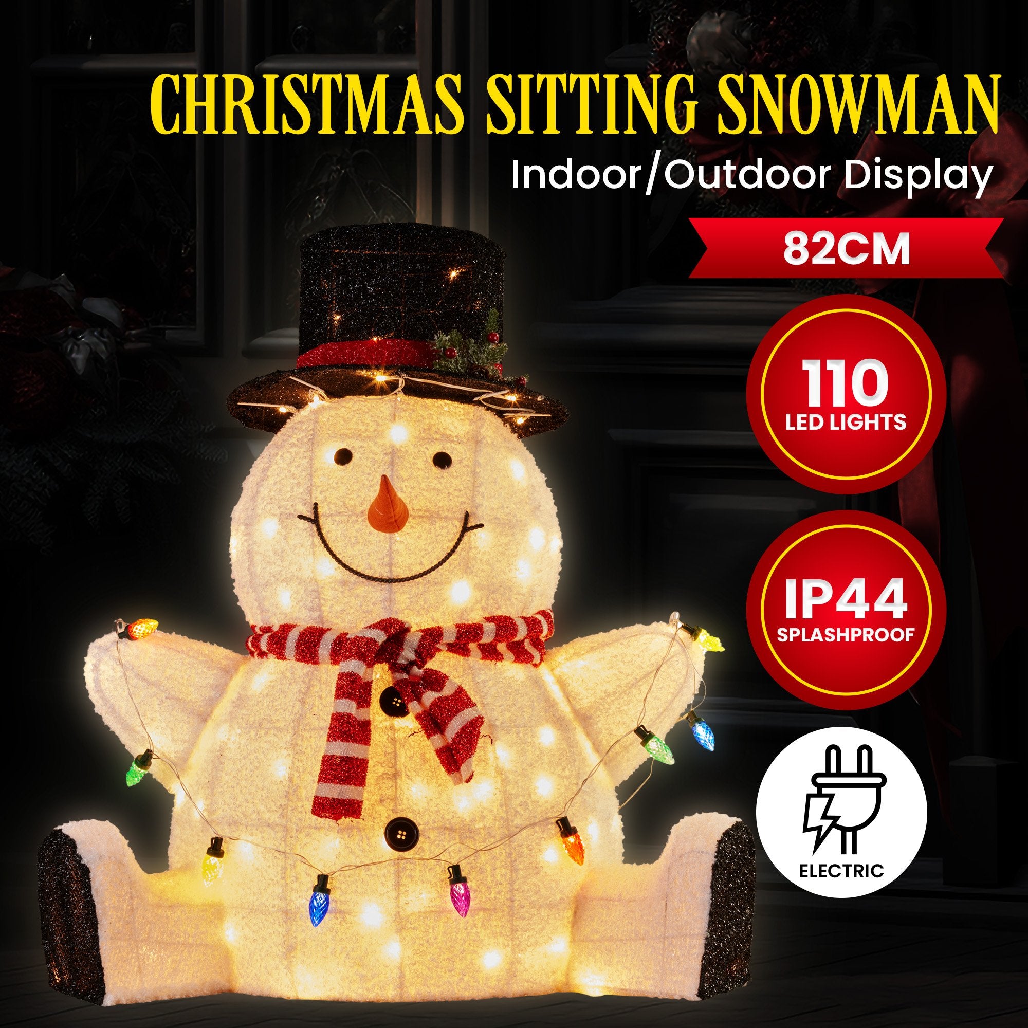 Enchanted Sitting Snowman Christmas Display