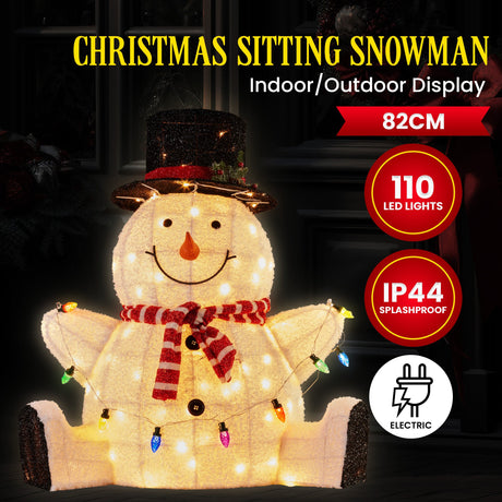 Enchanted Sitting Snowman Christmas Display