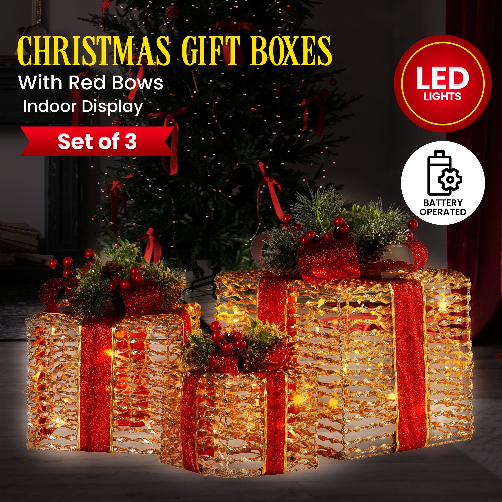 Champagne LED Christmas Gift Box Set