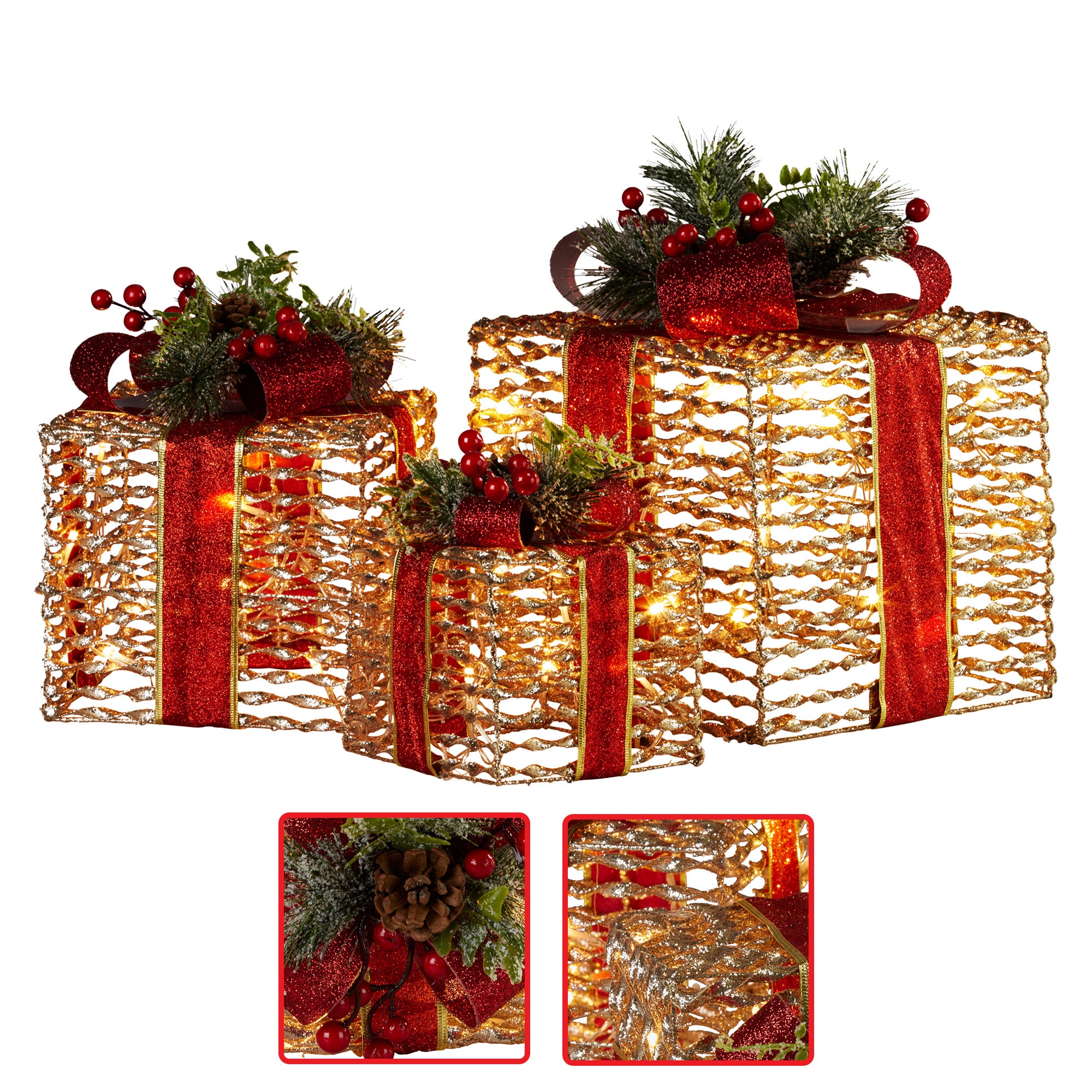 Champagne LED Christmas Gift Box Set