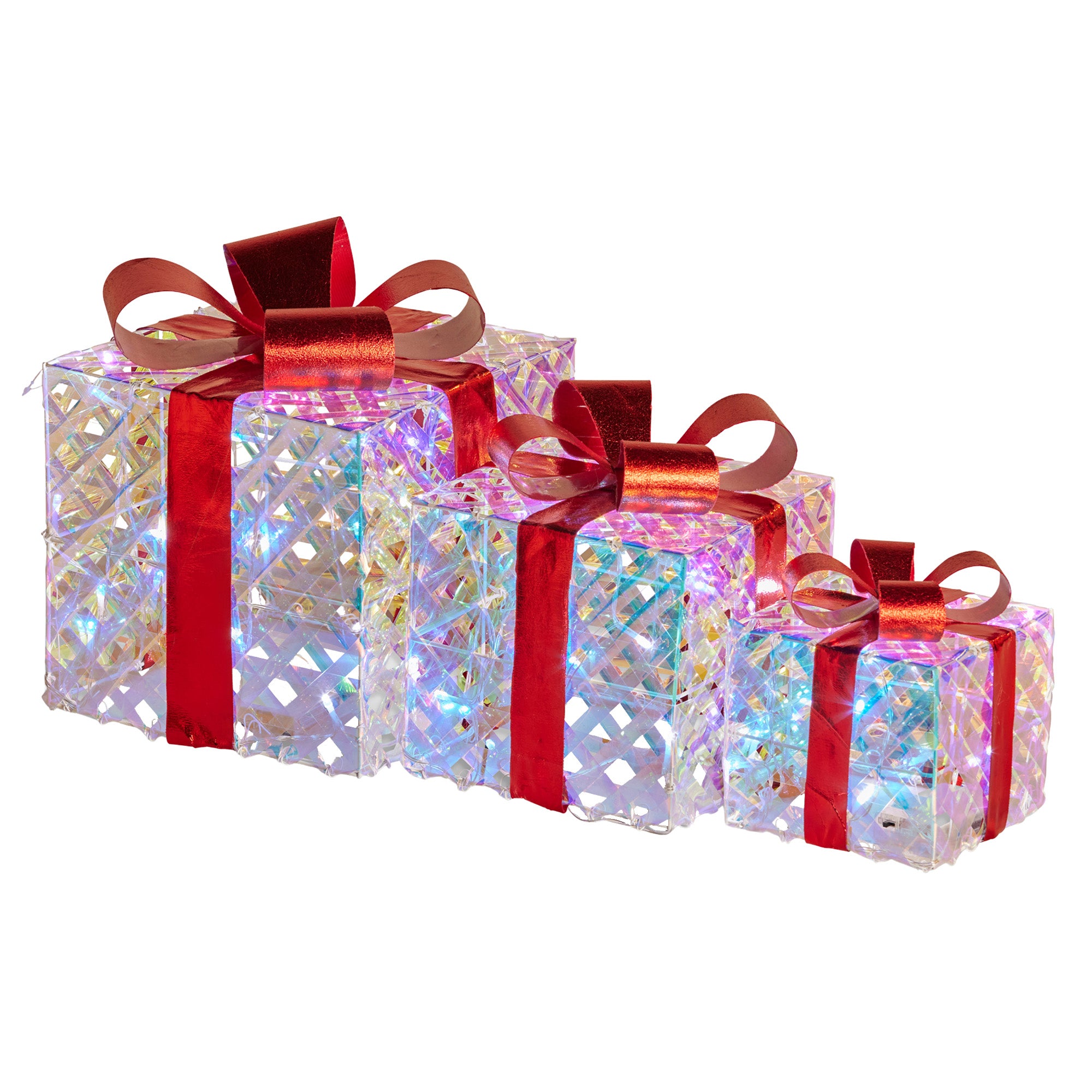 Set of 3 Illuminated Christmas Gift Boxes