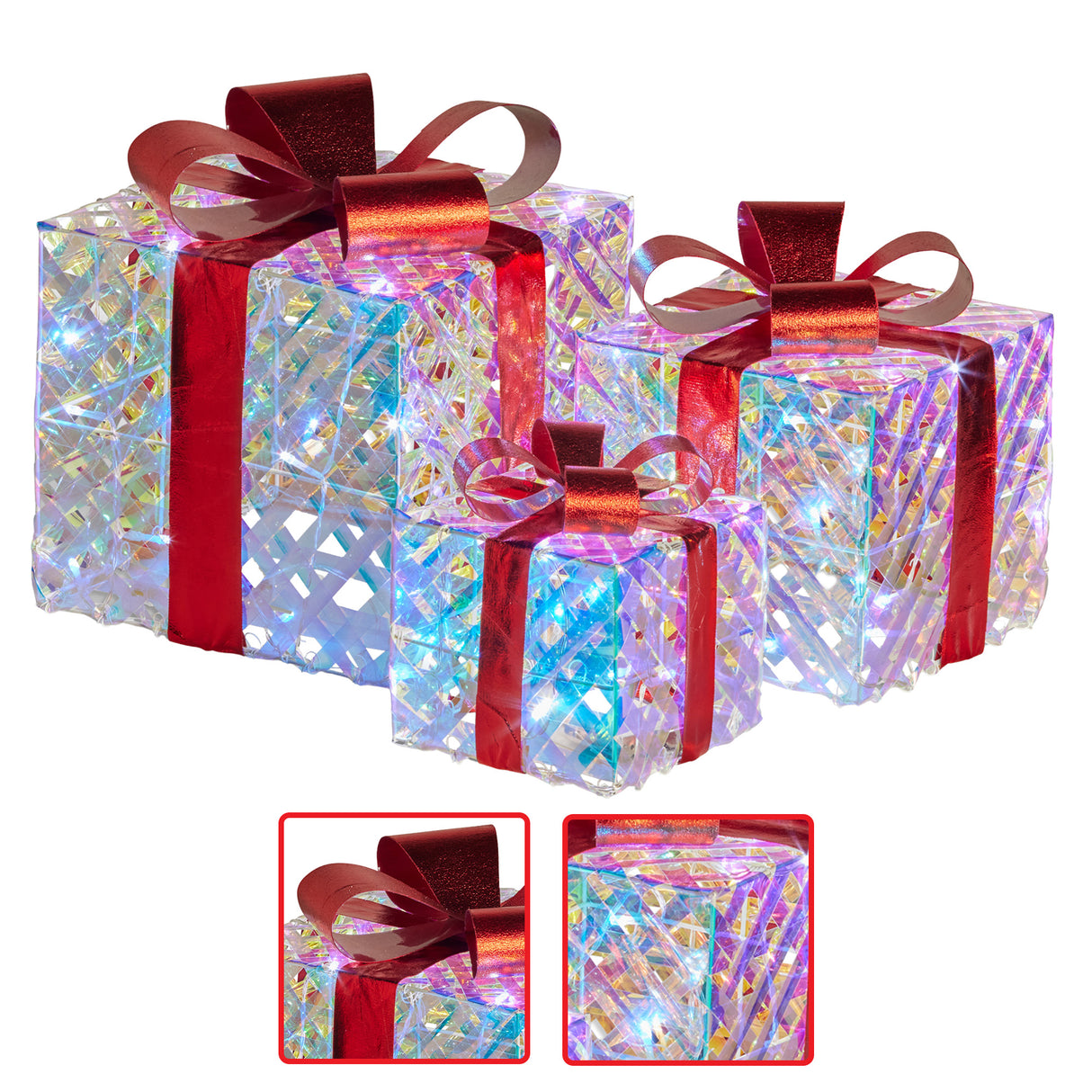 Set of 3 Illuminated Christmas Gift Boxes